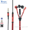 Wholesale Fashion High Quality in-Ear Sports Metal Zipper Earphone with Mic for Mobile Phone